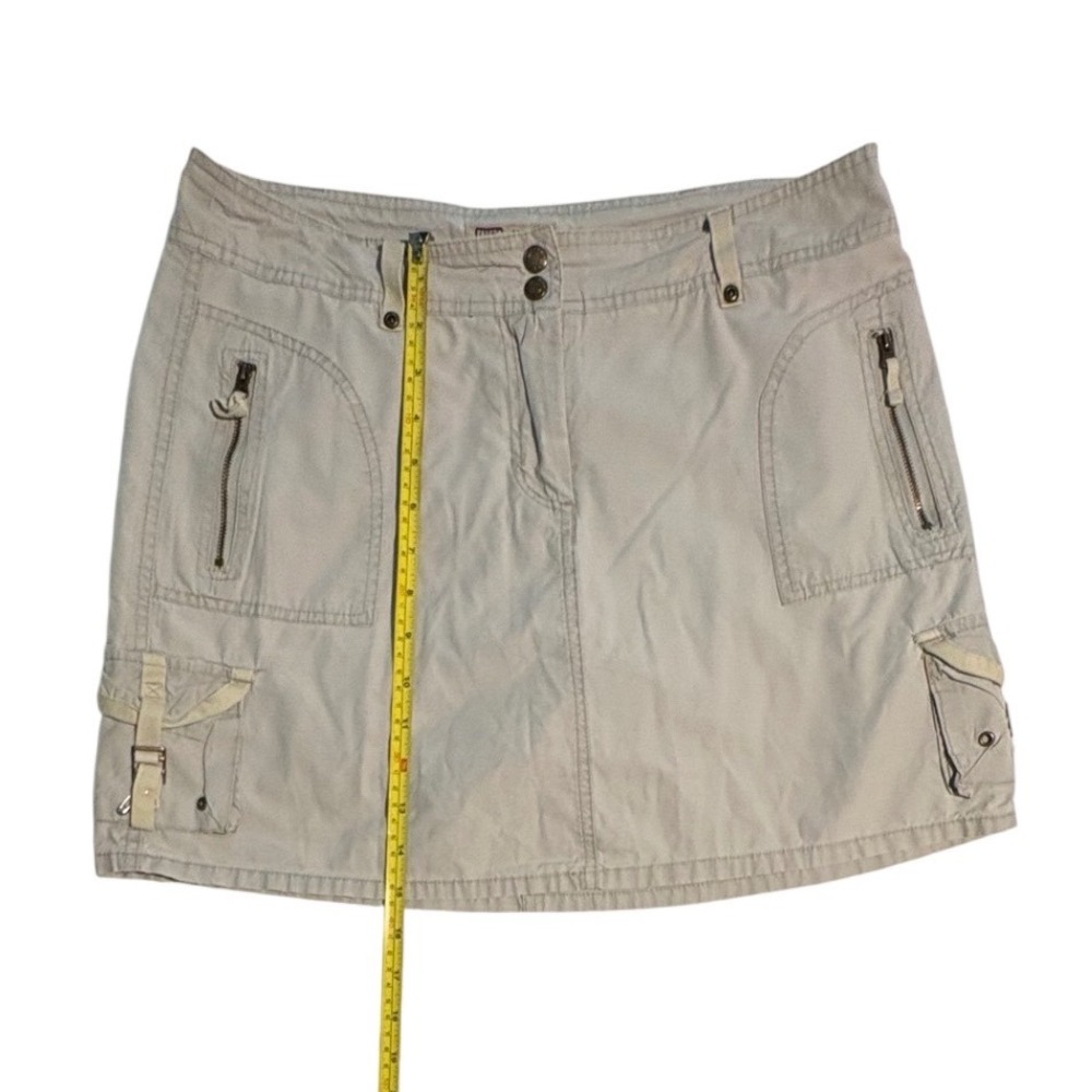 Faded Glory Originals Khaki Cargo Mini Skirt Washed Stone Cotton Size 10 Missy - Picture 3 of 5